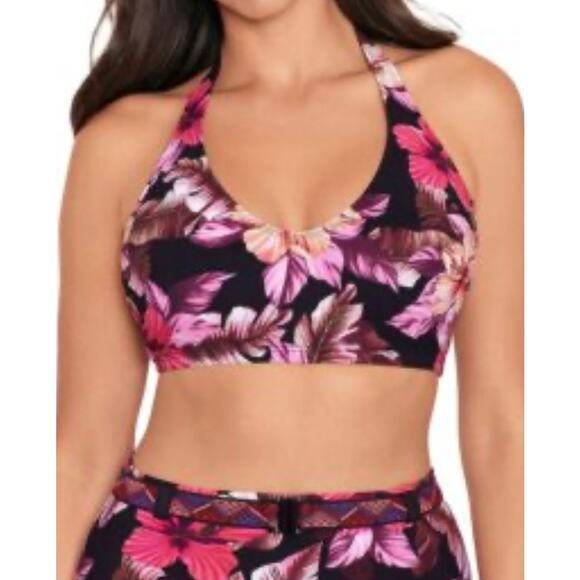 Miraclesuit Skinnydippers Cherry Dip Floral Halter Bikini Top M NWT - Picture 1 of 4